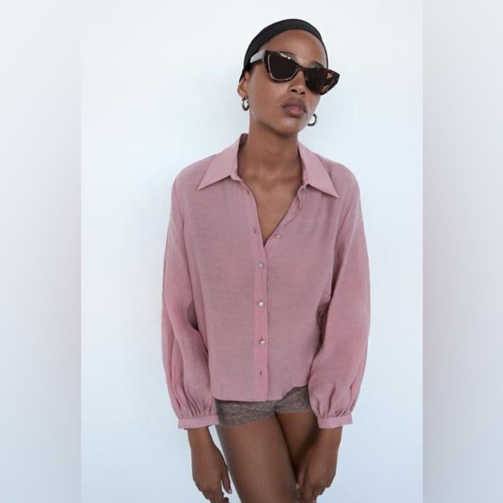 ZARA BLOUSE SHIRT WITH JEWEL BUTTONS